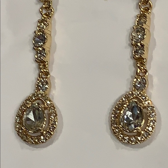 Gemma Layne Long Drop Rhinestone 925 Post Earrings - Picture 2 of 6